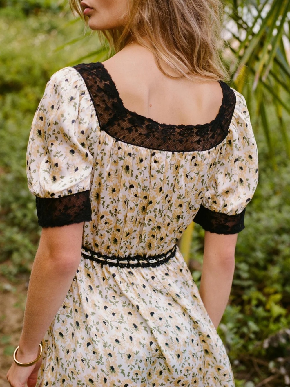 NWT Christy Dawn Esmeralda Dress Sunflower Sunshine Size Large New Silk Lace - Picture 3 of 12